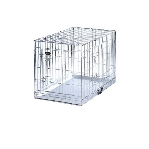 Dog Cage / Crate - Silver - Metal Tray Non Chewable - HugglePets