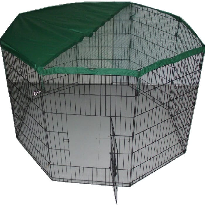Pet Play Pen Enclosure – Silver with Safety Net