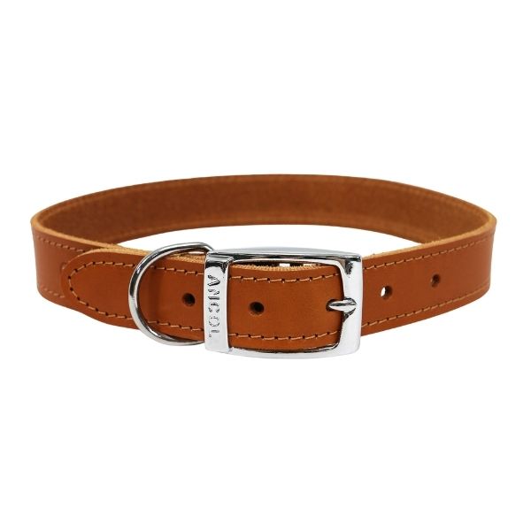 Ancol Heritage Flat Leather Dog Collar - Tan