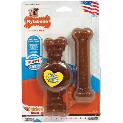 Nylabone Puppy Twin Pack Ring & Flexi Wolf