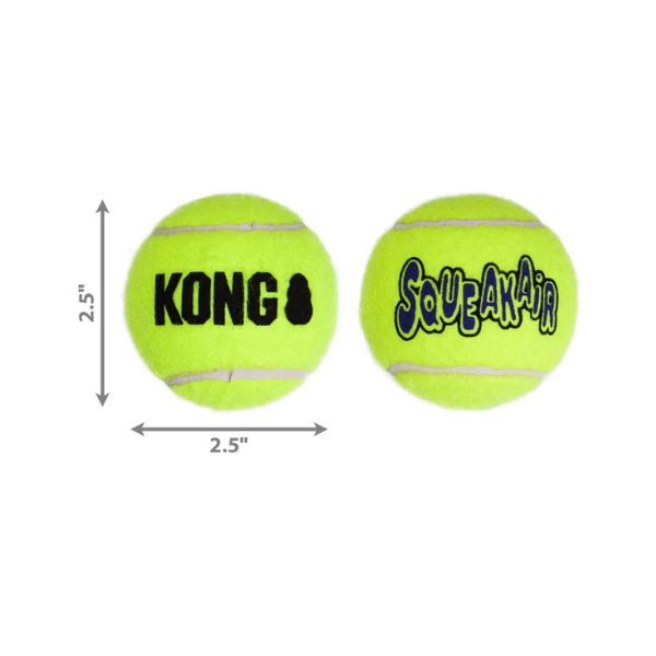 KONG Air Squeaker Medium Tennis Ball 6pk size