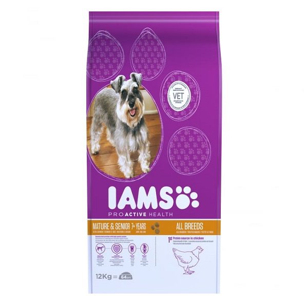 IAMS Mature & Senior Chicken Dog Food 12kg - Huggle Pets