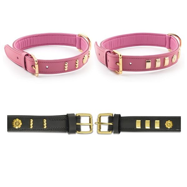Ancol Deluxe Bull Terrier English Rose Leather Dog Collar