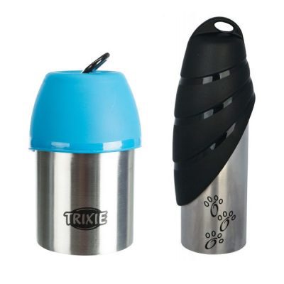 Trixie Dog Bottle with Bowl - Black and Blue