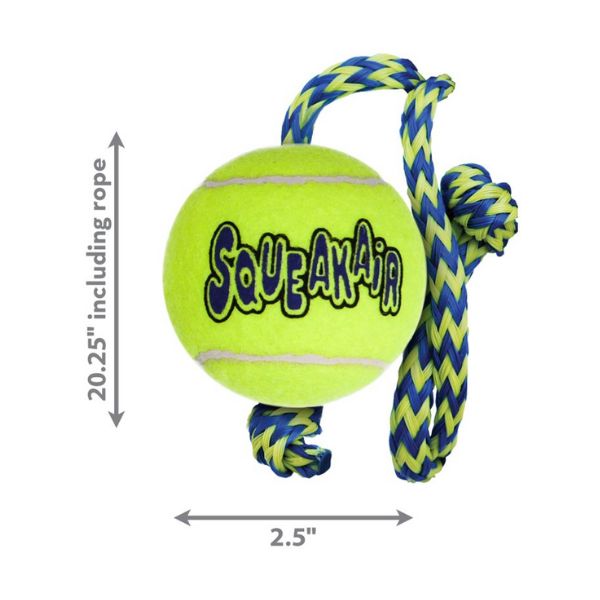 KONG Air Squeaker Tennis Ball w Rope size