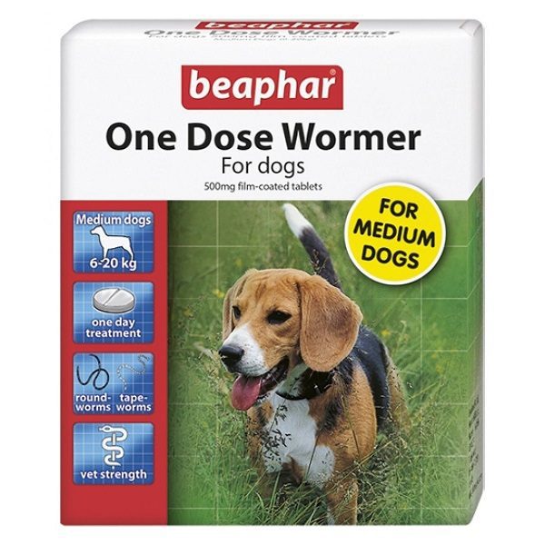 Beaphar One Dose Medium Dog Wormer (2 Tabs)