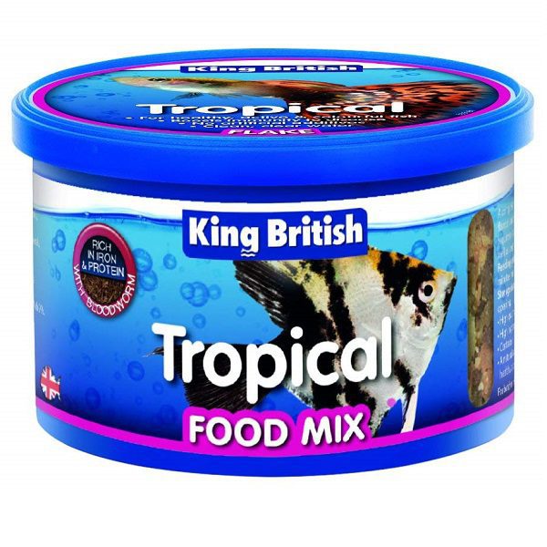 King British Tropical Fish Food Mix 25g - Flake & Bloodworm - HugglePets