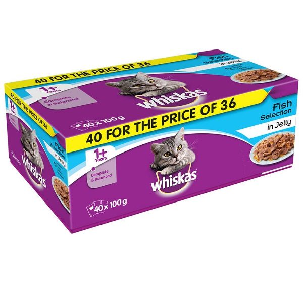 Whiskas 1+ Cat Pouch Jelly Fish Selection 40/36