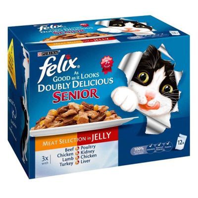 Felix AGAIL Doubly Delicious Senior Meat Variety 12 x 100g