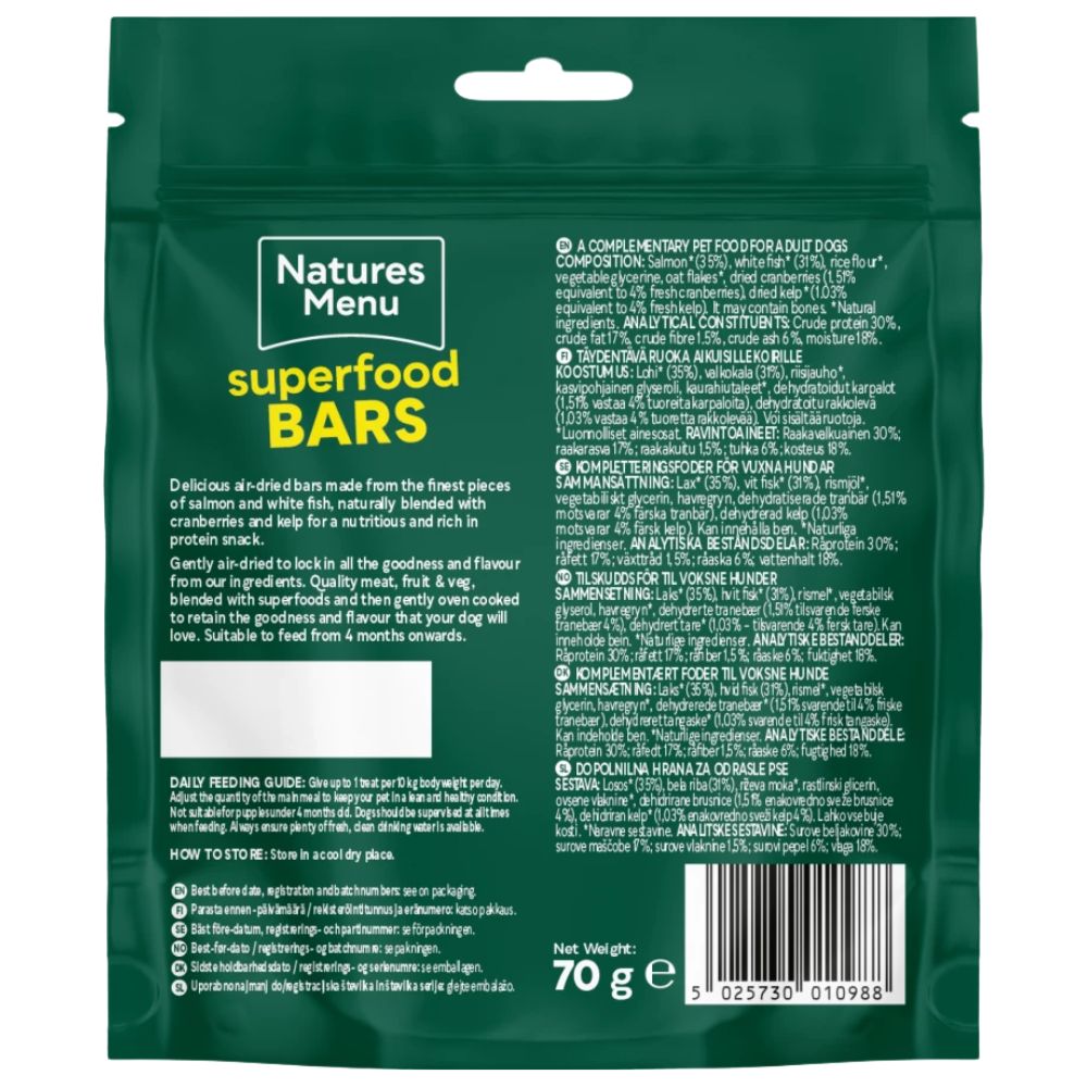 Natures Menu Superfood Bar Salmon & White Fish 70g - HugglePets
