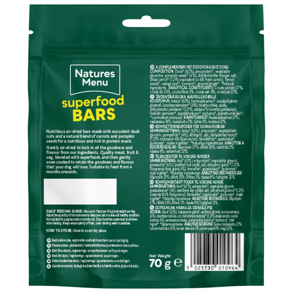 Natures Menu Country Hunter Superfood Bars Duck - HugglePets