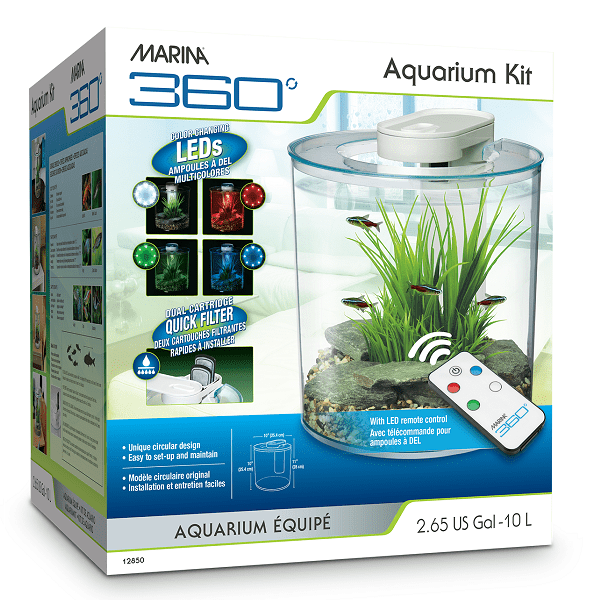Marina 360 Aquarium 10L with Remote Control LED Lighting