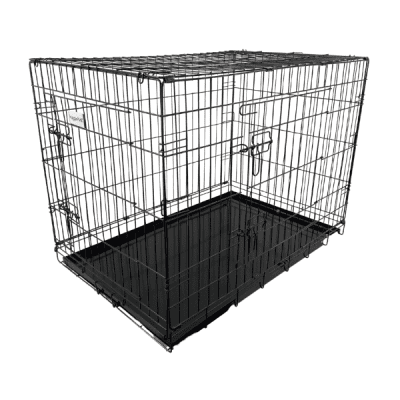 HugglePets Black Dog Cage with Metal Tray