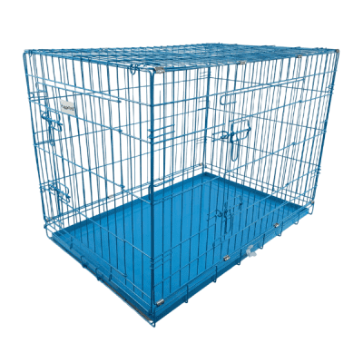 HugglePets Blue Dog Cage with Metal Tray