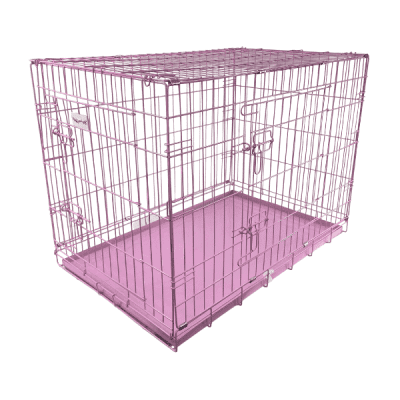 HugglePets Pink Dog Cage with Metal Tray
