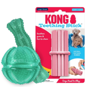kong squeezz toys and teething stick