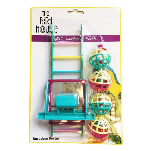 Happy Pet Bird Toy Multipack Ball/Ladder/Perch