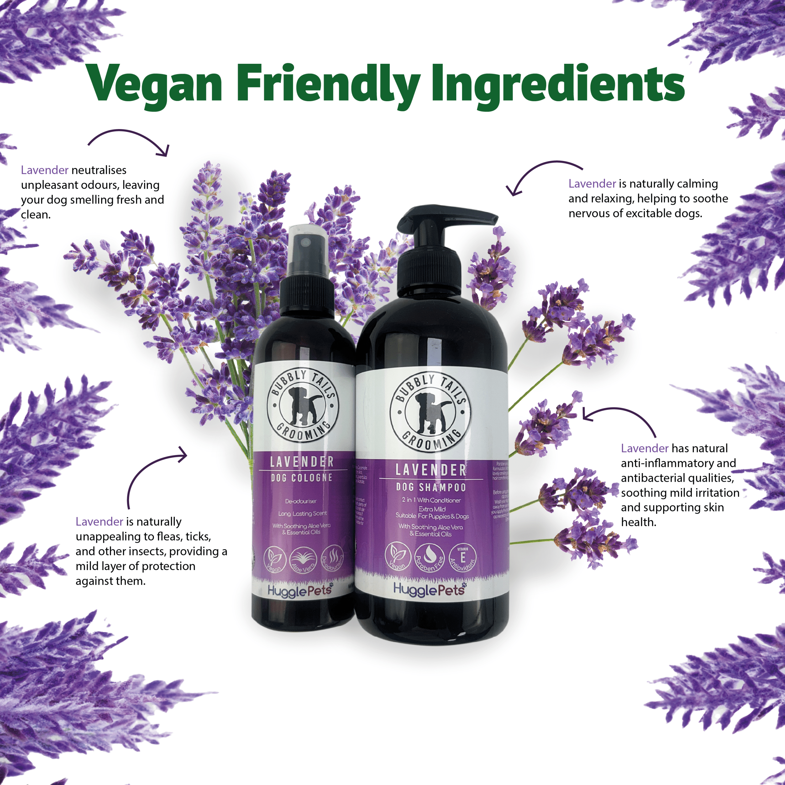 HugglePets Bubbly Tails Lavender Shampoo, Cologne & Balm - Image 2