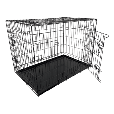 HugglePets Black Dog Crate with Metal Tray - Black, X-Small