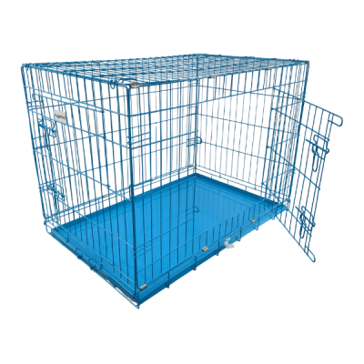 HugglePets Blue Dog Crate with Metal Tray - Large
