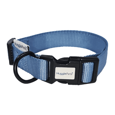HugglePets Adjustable Snappy Dog Collar - Blue, Small Collar