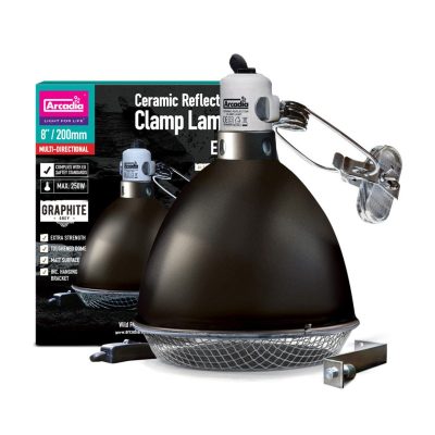 Arcadia Ceramic Reflector Graphite Clamp Lamp - Large - 20cm (8")