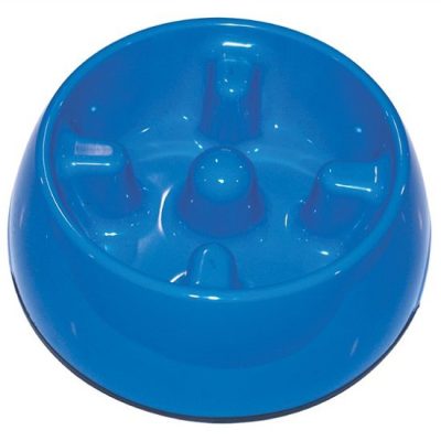 Dogit Go Slow Anti-Gulping Dog Dish - Blue, Large