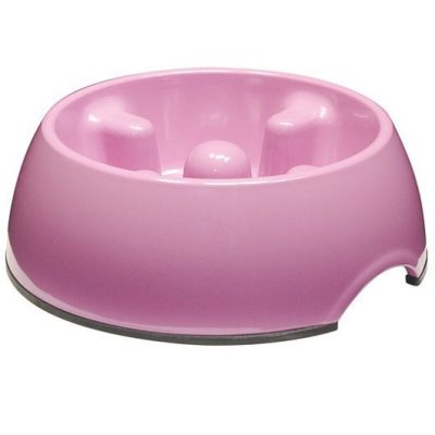Dogit Go Slow Anti-Gulping Dog Dish - Pink, Small