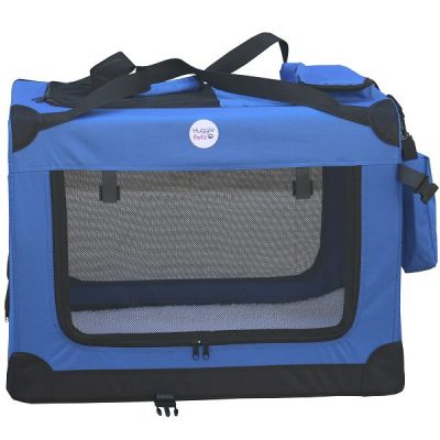 HugglePets Fabric Crate Foldable Pet Carrier - Blue, X-Large