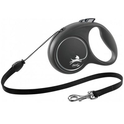 Flexi BLACK Design Cord Retractable Dog Lead - Black, M: 5m (up to: 20kg)