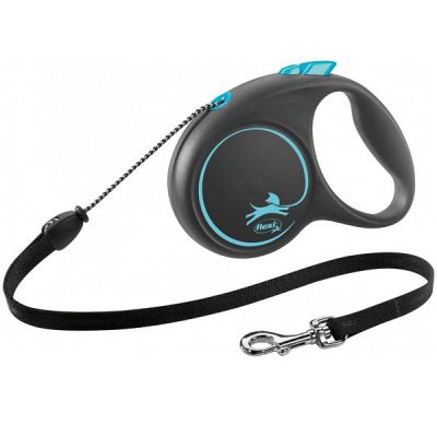 Flexi BLACK Design Cord Retractable Dog Lead - Blue, M: 5m (up to: 20kg)
