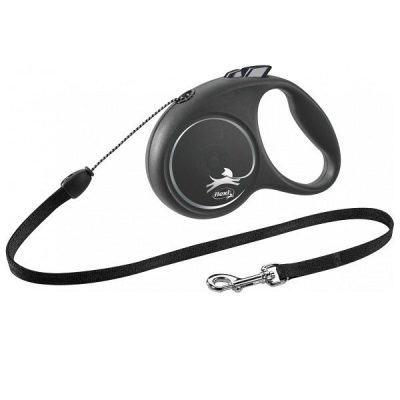 Flexi BLACK Design Cord Retractable Dog Lead - Black, S: 5m (up to: 12kg)