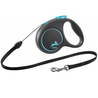 Flexi BLACK Design Cord Retractable Dog Lead - Blue, S: 5m (up to: 12kg)