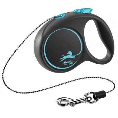 Flexi BLACK Design Cord Retractable Dog Lead - Blue, XS: 3m (up to: 8kg)