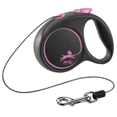Flexi BLACK Design Cord Retractable Dog Lead - Pink, XS: 3m (up to: 8kg)