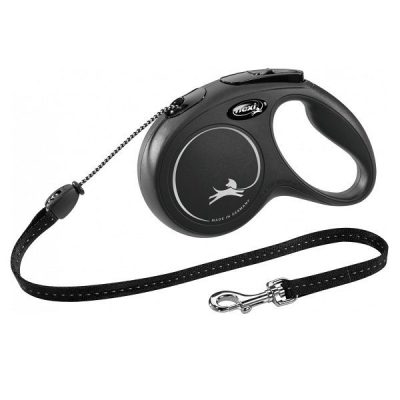 Flexi NEW Classic Retractable Cord Dog Lead - M: 5m (up to: 20kg), Black