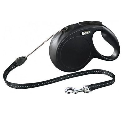 Flexi NEW Classic Retractable Cord Dog Lead - M: 8m (up to: 20kg), Black