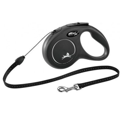 Flexi NEW Classic Retractable Cord Dog Lead - S: 5m (up to: 12kg), Black