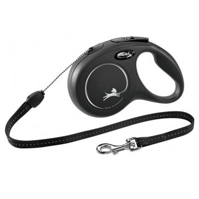 Flexi NEW Classic Retractable Cord Dog Lead - S: 8m (up to: 12kg), Black