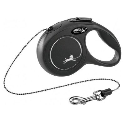 Flexi NEW Classic Retractable Cord Dog Lead - XS: 3m (up to 12kg), Black