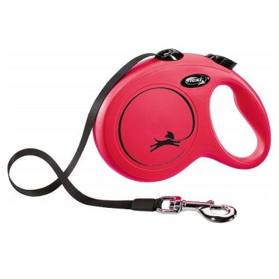 Flexi NEW Classic Retractable Tape Dog Lead - Red, L: 5m (up to 50kg)
