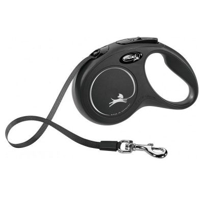 Flexi NEW Classic Retractable Tape Dog Lead - Black, S: 5m (up to 15kg)