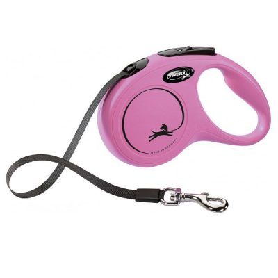 Flexi NEW Classic Retractable Tape Dog Lead - Pink, S: 5m (up to 15kg)