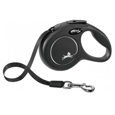 Flexi NEW Classic Retractable Tape Dog Lead - Black, XS: 3m (up to 12kg)