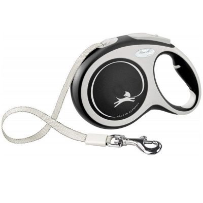 Flexi NEW Comfort Retractable Tape Dog Lead - Black, L: 8 m