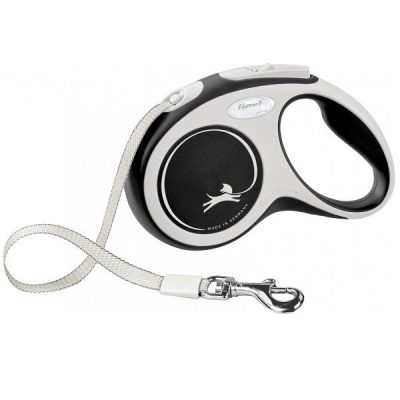 Flexi NEW Comfort Retractable Tape Dog Lead - Black, S: 5 m
