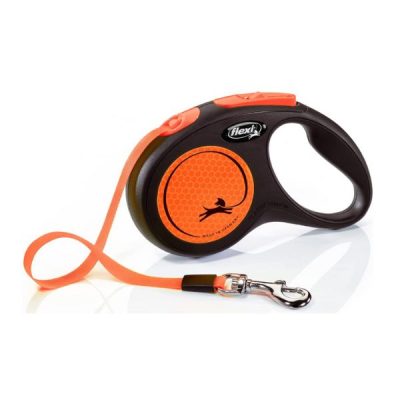 Flexi New Neon Retractable Lead - Medium 5cm, Neon Orange