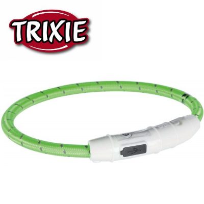 Trixie Safer Life USB Flash Light Ring - Green, L-XL (65cm)