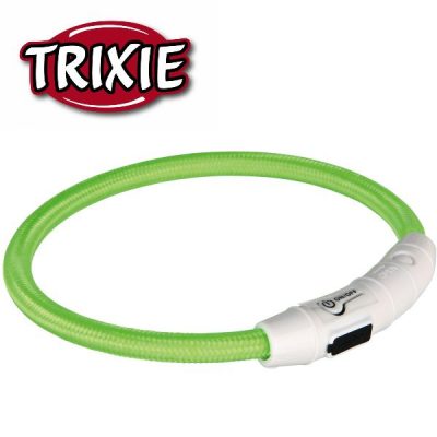 Trixie Safer Life USB Flash Light Ring - Green, M - L (45cm)