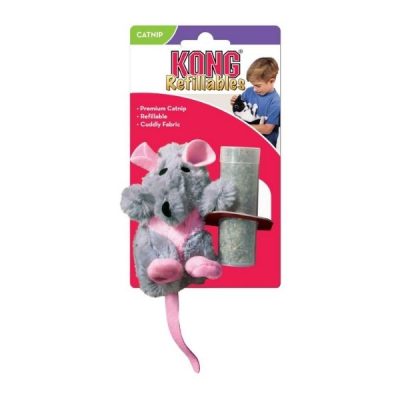 KONG Refillable Catnip Plush Toy - Plush Refillable Rat